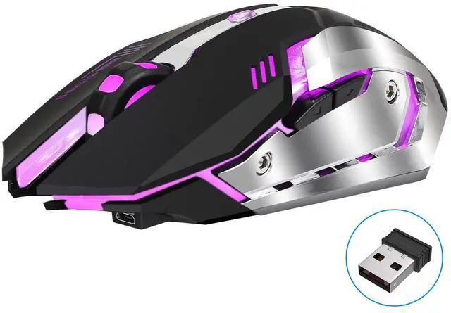 Main image of HXSJ M10 Rechargeable Wireless Gaming Mouse Mice Cordless Mouse High Precision Optical laser Sensor, 7 Smart Buttons PC Gaming Mouse Mice with 2.4GHZ Up to 2400DPI (600Mah Lithium Battery) (Black)
