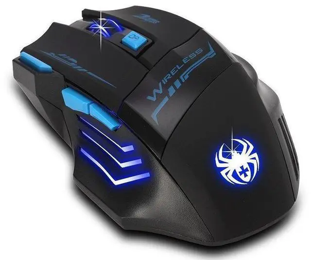Alt view image 3 of 7 - ZELOTES Professional LED Optical 2400 DPI 7 Button USB 2.4G Wireless Gaming Mouse Mice for Gamer (Black)