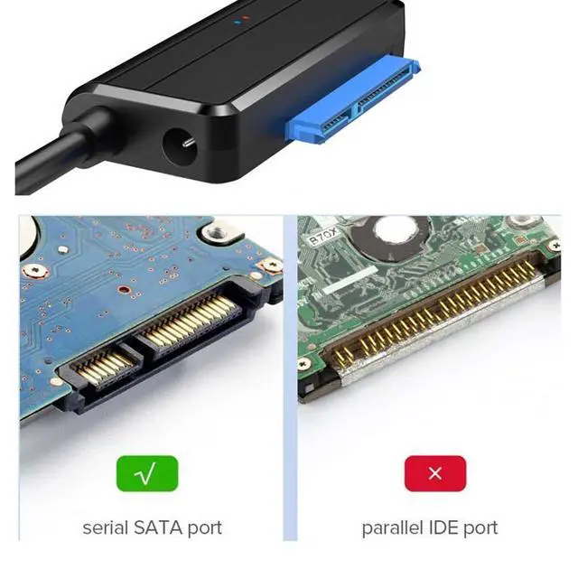 Alt view image 3 of 7 - WRIARICH USB to SATA Adapter USB 3.0 to Hard Drive Converter Cable Compatible 2.5 3.5 inchs Hard Drive Disk SSD HDD,12V 2A Power Adapter Included,Support UASP