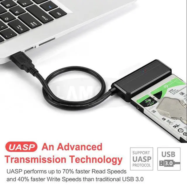 Alt view image 5 of 7 - WRIARICH USB to SATA Adapter USB 3.0 to Hard Drive Converter Cable Compatible 2.5 3.5 inchs Hard Drive Disk SSD HDD,12V 2A Power Adapter Included,Support UASP