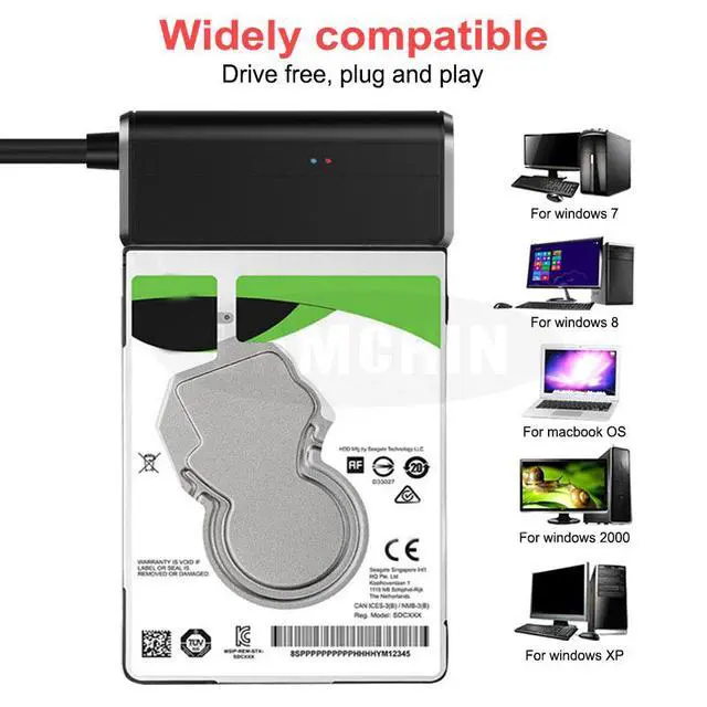 Alt view image 6 of 7 - WRIARICH USB Cable Sata To USB 3.0 Adapter Suport 2.5 Inches 3.5 Inch External SSD HDD Hard Drive 22 Pin Sata III Cable USB Sata 3.0 Adapter for WD, Seagate, Toshiba, Samsung, Hitachi-Black
