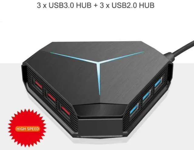 Main image of WRIARICH 6 Port USB Hub, 6*USB 3.0 Splitter Adapter with Cool Light for Multi-device Desktop Laptop