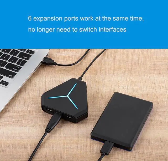 Alt view image 7 of 7 - WRIARICH 6 Port USB Hub, 6*USB 3.0 Splitter Adapter with Cool Light for Multi-device Desktop Laptop