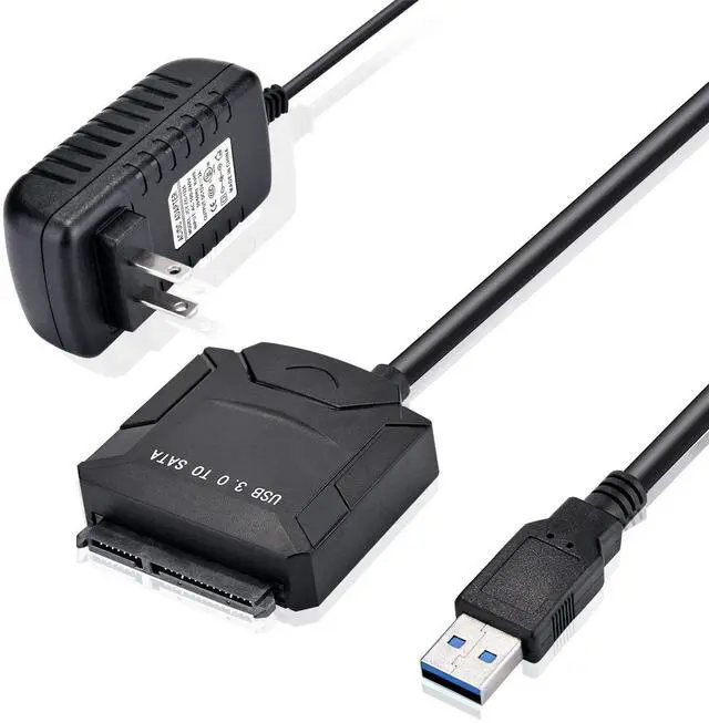 Main image of WRIARICH USB 3.0 to SATA Adapter, SATA to USB 3.0 Cable, Compatible 2.5 inch 3.5 inch HDD SSD Hard Disk SATA III HDD Hard Disk Driver,with Power Adapter Included, Support UASP , Black