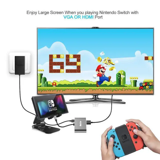 Alt view image 6 of 7 - USB C to HDMI VGA Adapter 4-in-1 USB C Hub with 4K HDMI, 1080P VGA, USB 3.0, USB-C PD Charging Compatible for Nintendo Switch/MacBook Pro/iPad Pro/ Samsung Galaxy/Dell XPS -Silver