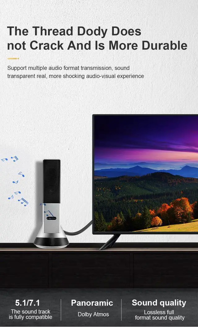 Alt view image 6 of 7 - WRIARICH Ultra 48Gbps High Speed 8K HDMI Cable with 8K@60Hz 7680P Dolby Vision, HDCP 2.2, 4:4:4 HDR, eARC Support - 10ft/3m