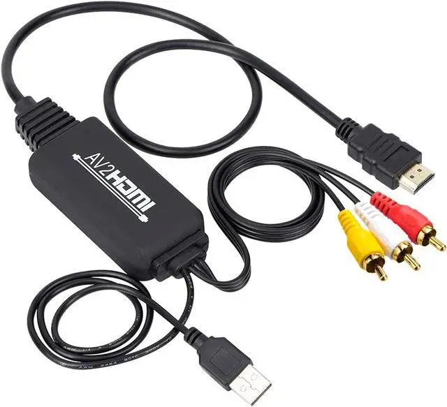 Main image of RCA to HDMI Converter, Composite to HDMI Adapter Support 1080P PAL/NTSC Compatible with PS one, PS2, PS3, STB, Xbox, VHS, VCR, Blue-Ray DVD Players