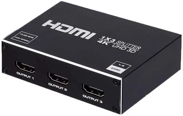 Main image of WRIARICH HDMI Splitter 1 in 3 Out, 1x3 Power HDMI Splitter 3 Ports w/AC Adapter, 4Kx2K@30Hz 3D Full HD Distributor for Xbox, PS5, Roku Blu-Ray Player, HDTV - Adapter Included