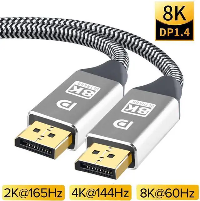 Main image of WRIARICH Certified DisplayPort Cable 1.4, 8K DP Cable 6.6FT (8K@60Hz, 2K@240Hz, 4K@144Hz, 32.4Gbps) Support HDCP 2.2, HDR10 FreeSync G-Sync for Gaming Laptop TV PC Computer Monitor (Silver)
