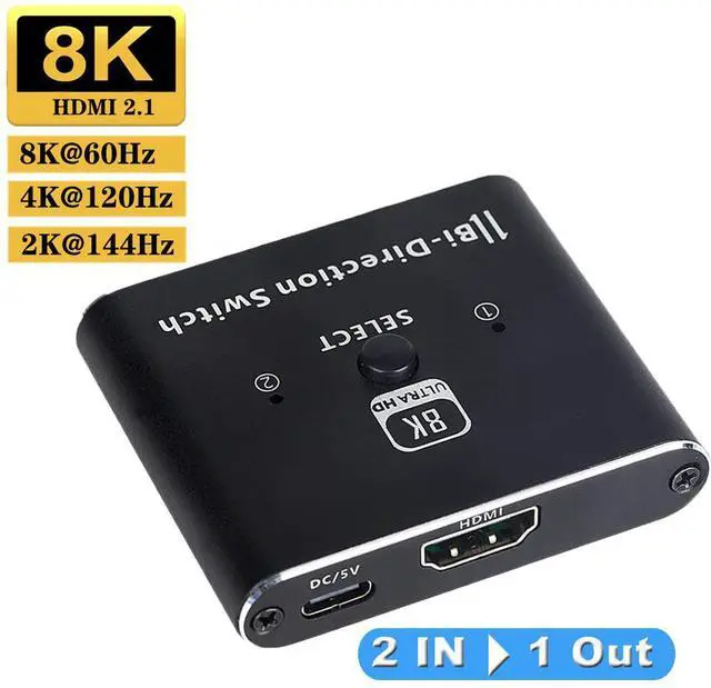 Main image of 8K@60Hz HDMI 2.1 Ultra HD High Speed 48Gbps Bi-Directional Switch 2in 1out/1in 2out 8K@60Hz 4K@120Hz Converter Compatible with Xbox PS5 Projectors Monitors