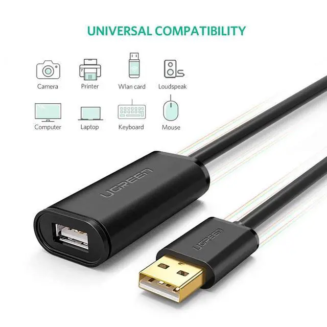 Alt view image 2 of 7 - USB 2.0 Extension cable Extender Cord - A Male to A Female with Gold-Plated Connector for Printer, HTC Vive, Keyboard, Game Console, USB Headset, Loudspeaker, scanners, Security Camera 15 Feet