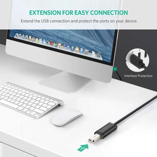 Alt view image 6 of 7 - USB 2.0 Extension cable Extender Cord - A Male to A Female with Gold-Plated Connector for Printer, HTC Vive, Keyboard, Game Console, USB Headset, Loudspeaker, scanners, Security Camera 15 Feet