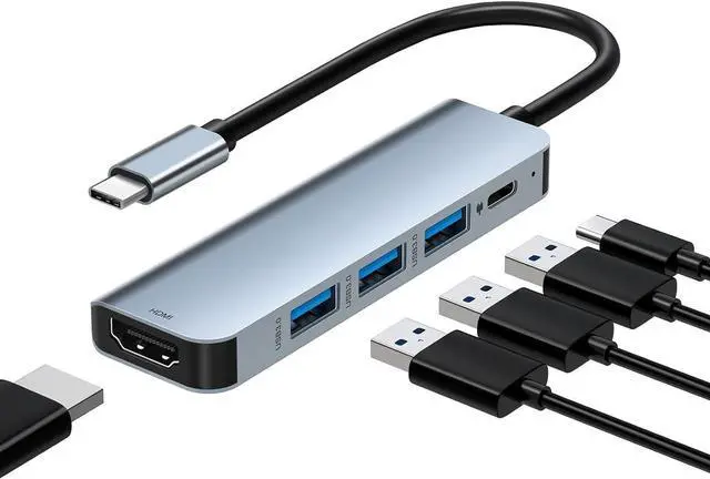 Main image of WRIARICH USB C Hub 3.0 with HDMI 4K, 100W PD, 3*USB 3.0(5Gbps), 5 in 1 USB C to HDMI Hub Docking Station for MacBook Air/Pro, iPad Pro, Mac
