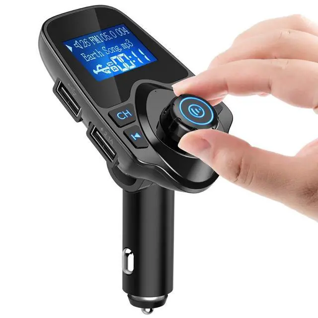 Alt view image 2 of 7 - Wireless Bluetooth FM Transmitterf for Car, Immediate Bluetooth in Your Car, Radio Adapter Kit, 1.44 inch Display, Supports SD TF Cards, with AUX Input, All Smartphones iPods, Car Bluetooth FM