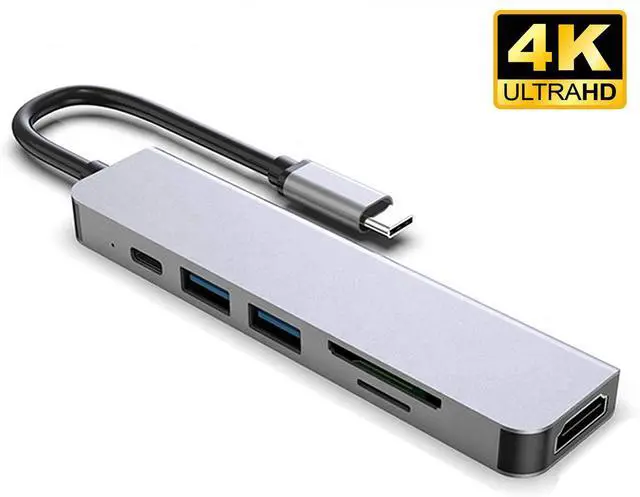 Main image of USB C Hub USB C HDMI Adapter 4K 30Hz 6 in 1 Type C Hub to HDMI SD TF Card Reader 2 USB 3.0 Ports 87W Pd Charging for MacBook Pro 2019 2018 2017 Galaxy Note 10 S10 S9 S8 Plus Chromebook XPS