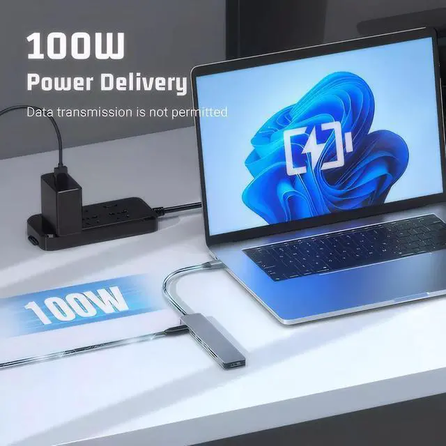 Alt view image 3 of 7 - WRIARICH 7-in-1 USB C Hub with 4K HDMI, Multiport USB C Adapter featuring 3 USB A Ports, 100W PD, SD/TF Compatibility, Ideal for MacBook, Surface Pro/Go, iPad Pro/Air, Laptops and Other Type C Devices