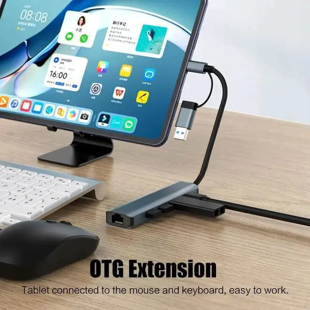 Alt view image 6 of 7 - WRIARICH USB 3.0 Hub Ethernet Adapter 10 100 1000 Gigabit Network Converter with 4 USB Ports Hub Compatible with Laptop PC Nintendo Switch MacBook Mac Mini Surface XPS Windows Linux macOS, and More
