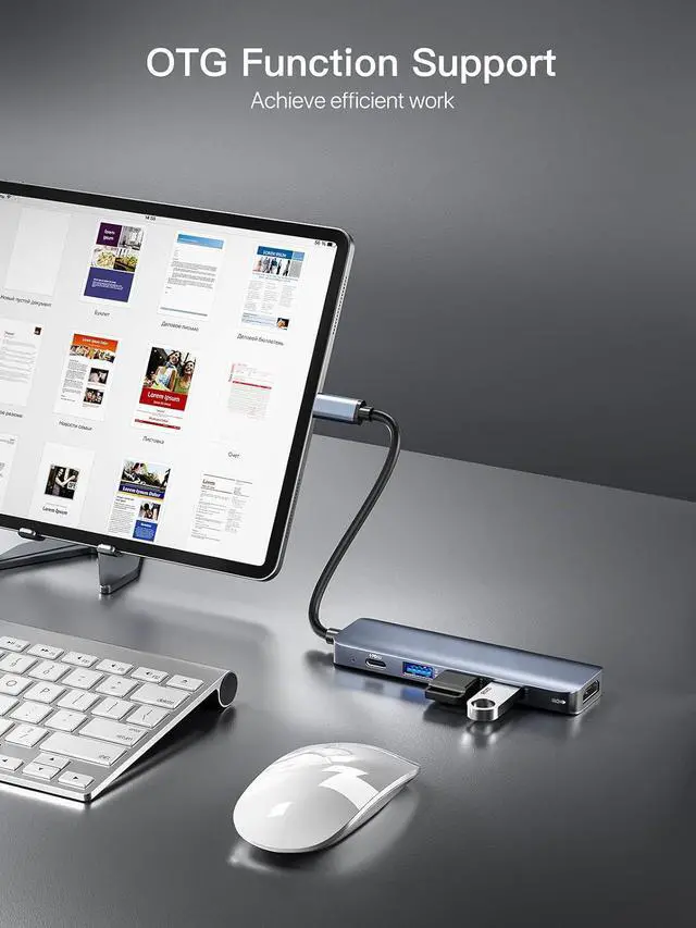 Alt view image 6 of 7 - WRIARICH USB C Hub 5 in 1 Multiport Adapter 4K HDMI, 100W Power Delivery, 3 USB 3.0 Data Ports (5Gbps), USB C Dongle for MacBook Pro/Air, iPad Pro, iMac, iPhone 15 Pro/Pro Max, XPS