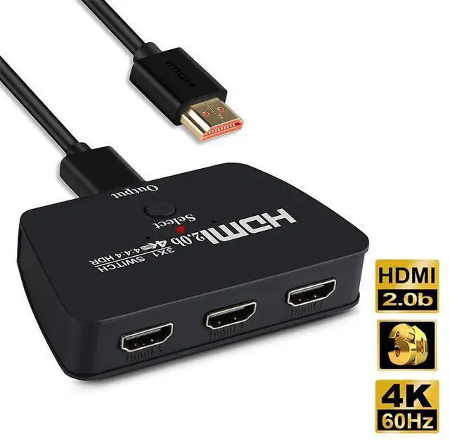 Main image of HDMI Switch 3 in 1 Out 4K UHD HDMI Switcher Splitter, Automatic Switch with 3.9FT HDMI Cable, HDMI Switch Box Hub Support 4K 60Hz 3D 1080P HDCP1.4 for PS5 PS4 Xbox DVD Player Fire Stick Apple TV PC