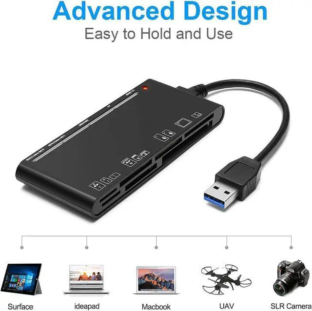 Alt view image 5 of 7 - WRIARICH 7 in 1 Memory Card Reader, High-Speed USB A to Micro SD Card Adapter USB 3.0 5-Slots, Memory Card Reader for SD SDXC SDHC CF CFI TF Micro SD Micro SDXC Micro SDHC MS MMC UHS-I Cards