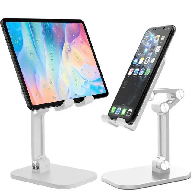 Main image of Upgraded Cell Phone Stand, Adjustable Desk Phone Stand, Friendly Cell Phone Holder Desk Phone Stand, Compatible with All 4-12.9" Smartphones, tablets and e-readers, and More, White