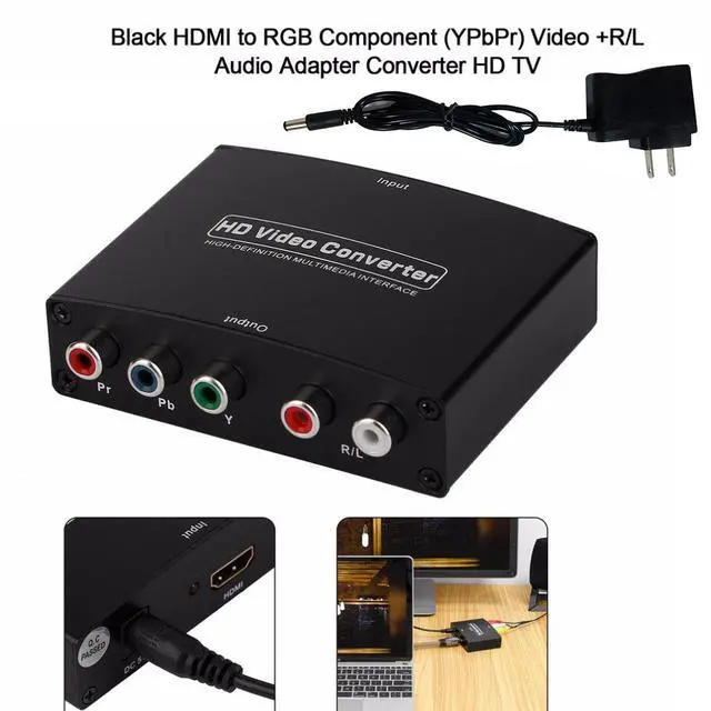 Alt view image 4 of 7 - HDMI to 1080P Component Video (YPbPr) RGB + R/L Scaler Converter Adapter with R/L Audio output Support PS3, PS4, Player, DVD, XBOX, Notebook , Black