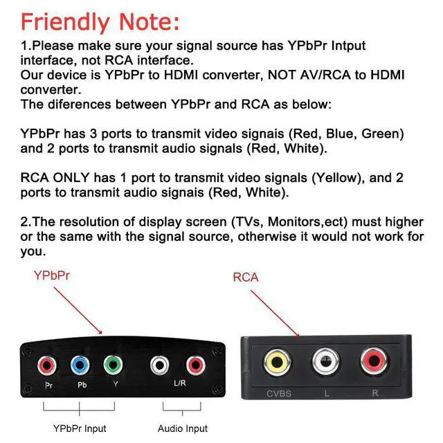 Alt view image 7 of 7 - HDMI Converter HDMI to YPbPr RGB Component Plus R/L Audio Converter V1.3 Support 1080P@60Hz 2 Channel LPCM HDMI Audio Extractor for HDTV PS3 PS4 HDVD Player Wii Xbox etc