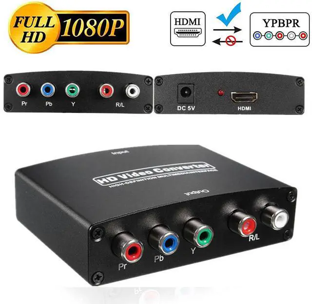 Main image of HDMI to Component Converter, avedio links HDMI to 1080P YPbPr 5RCA RGB + R/L Video Audio Adapter, Support Apple TV, PS3, Roku, Xbox, Fire Stick, DVD Players to HDTV and Projector (Black)