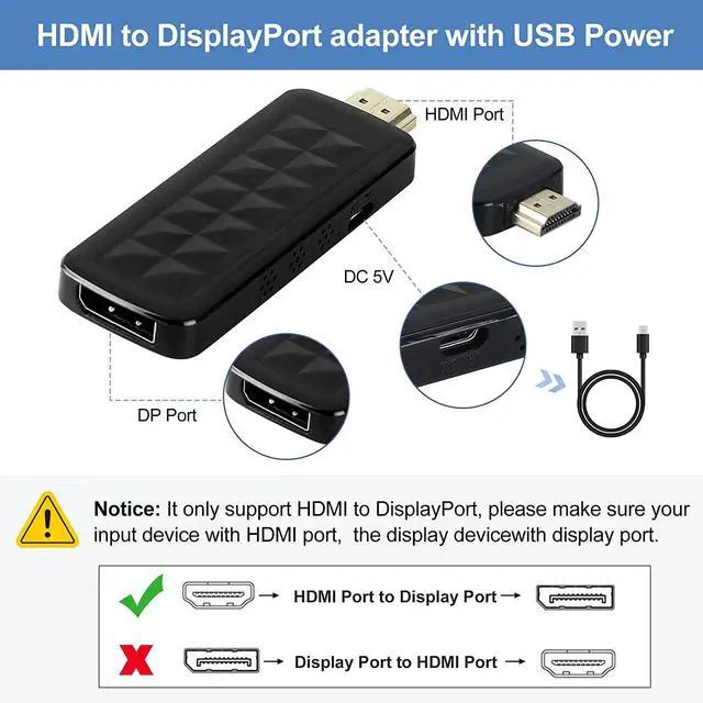 Alt view image 2 of 7 - HDMI to DisplayPort, Gold-Plated HDMI to DP Display Port Adapter (Male to Female) Compatible for PS5 TV Box Xbox HD To DP (OZHD2)