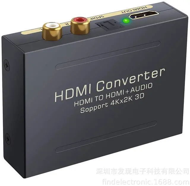 Main image of WRIARICH 4K HDMI Audio Extractor, HDMI to HDMI + Optical Toslink(SPDIF) + RCA(L/R) Stereo Analog Outputs Video Audio Splitter Converter Support 4K,Black