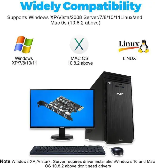 Alt view image 6 of 7 - WRIARICH 4 Port PCI Express Expansion Card, USB 3.0 4-Port Front Expansion Card, PCIE USB Hub Controller Adapter for Connect 4 Devices Expanded, Supports Windows 11/10/8/7 / Vista/XP (32/64-bit)