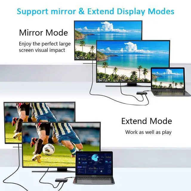 Alt view image 7 of 7 - USB C to HDMI/VGA Adapter, USB C Hub to HDMI, 5 in 1 Thunderbolt 3 to HDMI with 1080P VGA, 4K HDMI, USB 3.0 Port, Power Delivery, Audio Compatible for MacBook,Nintendo Switch,USB C Device