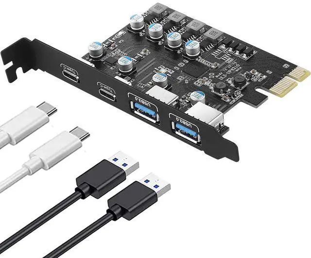 Main image of WRIARICH PCIE USB 3.0 Card 4 Ports(2X USB-C - 2X USB-A) PCI Expree to USB Expansion Card Super Speed 5Gbps PCI-e USB3 Hub Controller Adapter for Windows 11, 10, 8.x, 7, Vista, XP Desktop PCs