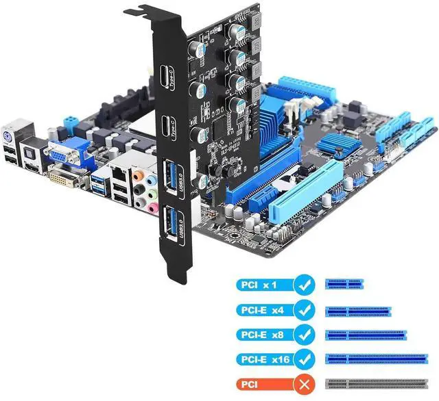 Main image of WRIARICH 4 Port PCI Express Expansion Card (2X Type USB C - 2 USB A), Front Expansion Card, PCIE USB Hub Controller Adapter for Connect 4 Devices Expanded, Supports Windows 11/10/8/7 / Vista/XP