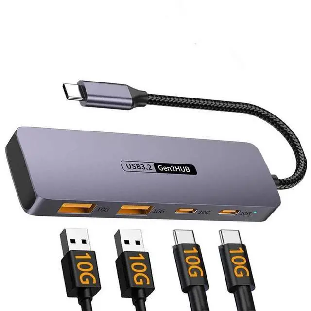 Main image of WRIARICH USB C Hub, 10Gbps USB C Splitter for Laptop, 2 USB C 3.2 and 2 USB A 3.2 Data Ports for MacBook Air/Pro, Surface Pro, XPS, PC, Flash Drive, iPhone 15/15 Pro/15 Pro Max
