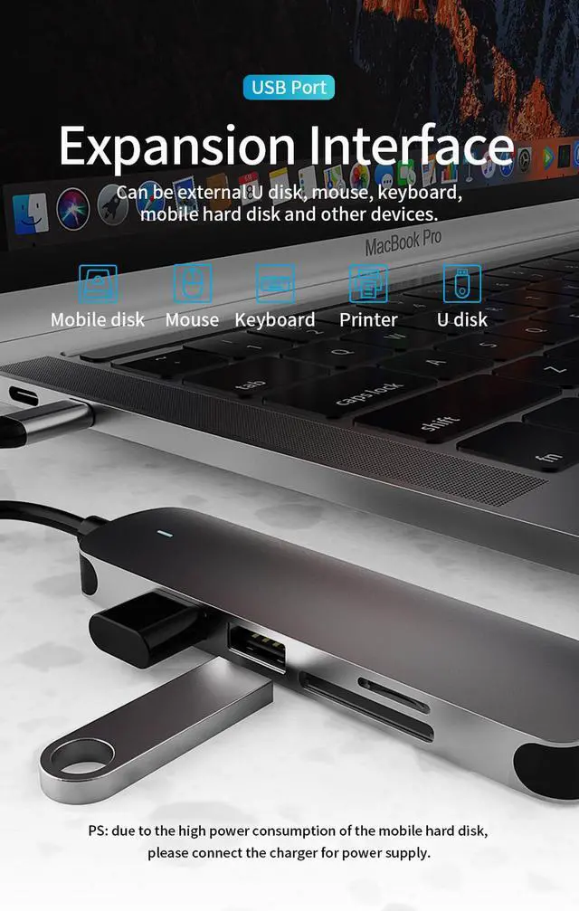 Alt view image 6 of 7 - WRIARICH USB C Hub, MacBook Pro Adapter USB C Dongle, 5 in 1 USB C to HDMI Multiport Adapter Compatible for USB C Laptops Nintendo and Other Type C Devices (4K HDMI USB3.0/2.0 SD/TF Card Reader)