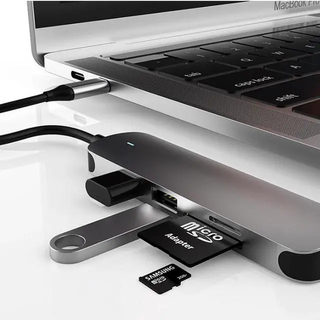 Alt view image 3 of 7 - Type-C Hub, 5-IN-1 USB-C Hub with HDMI(4K) + USB3.0 + USB2.0 + SD/TF Card Reader for Surface Pro, XPS, MacBook Pro & Air and More USB C Devices