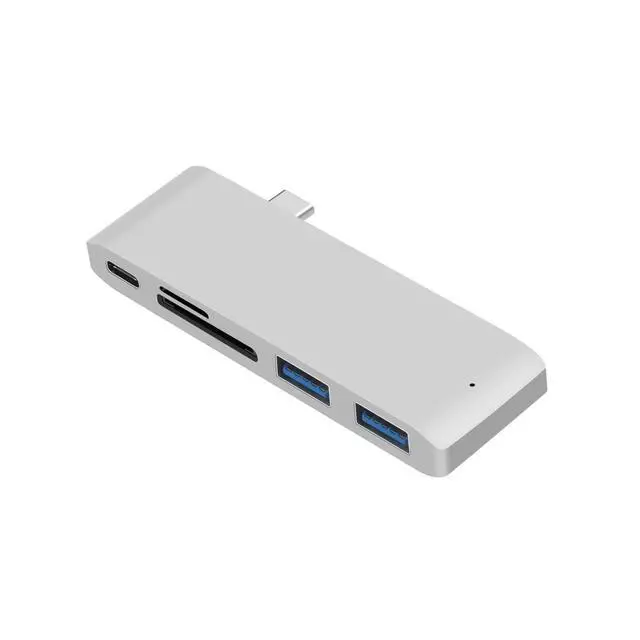 Alt view image 4 of 7 - USB C Hub, 5 in 1 Type C Aluminum Multi-Port Adapter with USB-C Power Delivery,MicroSD and SD Card Reader,2 X USB3.0 Port for MacBook/Pro/Air (2016/2017/2018), and Other Type C Laptops- Silver