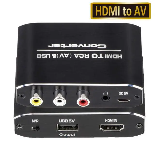 Main image of HDMI to 3RCA with 3.5mm Aux Audio, HDMI to AV 3RCA and HDMI Adapter Support 1080P 60Hz for TV Stick, Roku, Chromecast, Apple TV, PC, Laptop, Xbox, HDTV, DVD-Black