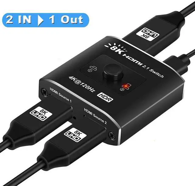 Main image of WRIARICH HDMI Switch 2 in 1 Out, 8k 2x1 HDMI Switch, HDMI Switch 4k 120hz High-Speed 48gbps, Button Switch, Hdmi 2.1 Switch Support Hdcp2.3, Dynamic HDR for 8k Tv, Xbox X, Ps5 (OZ8Q2B)