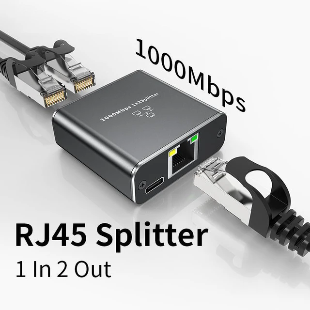 Main image of Ethernet Splitter, Female to Female Network Adapter RJ45, LAN Ethernet Socket Connector Adapter for Cat5/5e/6/7/8, Ethernet Cable Splitter, Network Cable Split in one and Two, gigabit Transmission