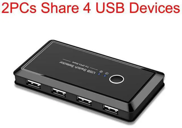 Main image of USB Switcher Selector 2 Computers Sharing 4 USB2.0 Devices KVM Switch Hub Adapter for Keyboard Mouse Printer Scanner U-Disk, Hard Drives, Headsets, KVM Console Box Compatible with Mac/Windows/Linux