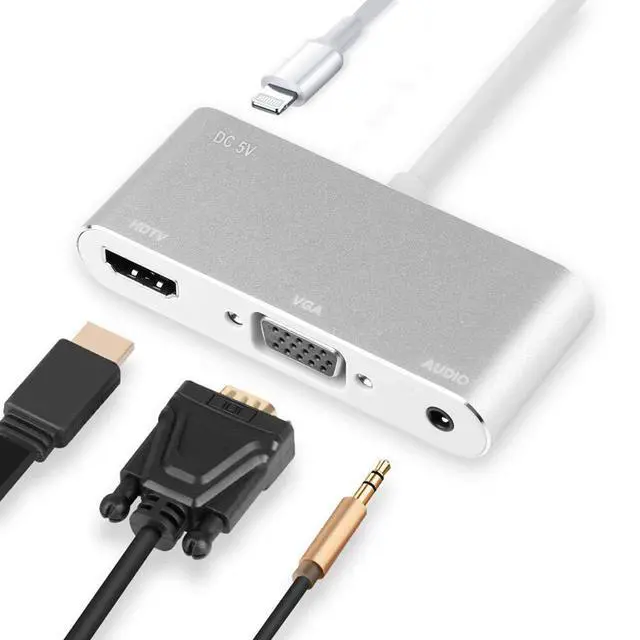Alt view image 2 of 7 - WRIARICH HDMI VGA AV Adapter Conventor, Compatible with iPhone Xs(Max)/XR/X/8/7/6/5 and Plus Series iPad iPod to HDTV Projector Monitor (HD)