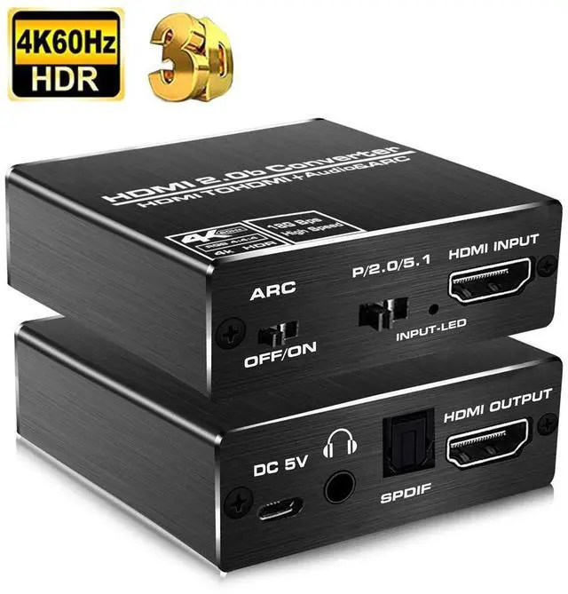 Main image of 4K@60Hz HDMI Audio Extractor,Aluminum Shell HDMI to Optical 3.5mm SPDIF Audio Adapter Splitter Converter Supports HDCP Dolby 4K 1080P 3D Compatable for PS3 Xbox Fire Stick (OZV8-1)