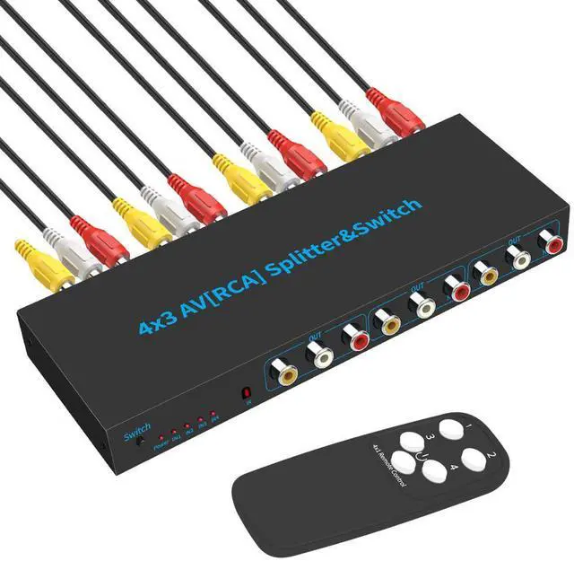 Main image of AV Switch RCA Switcher 4 in 3 Out Composite Video L/R Audio Selector Box for DVD STB Game Consoles