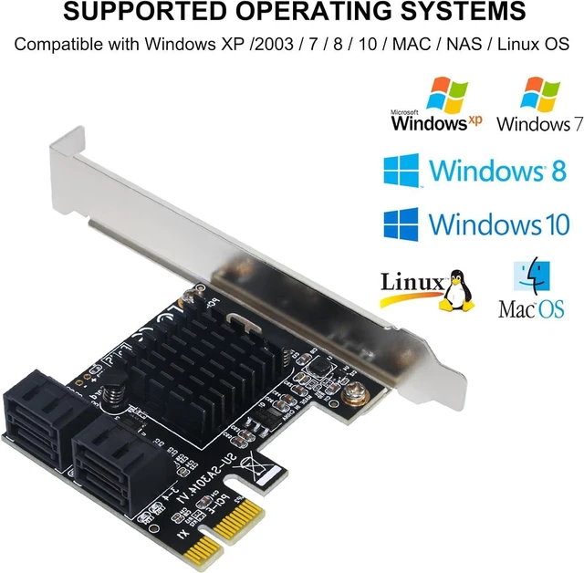 Alt view image 6 of 7 - WRIARICH PCIE 1X SATA Card 4 Ports,with Low Profile Bracket, PCIE to SATA 3.0 6 Gbps Controller, PCIE to SATA Expansion Card,SATA Controller PCIE Card