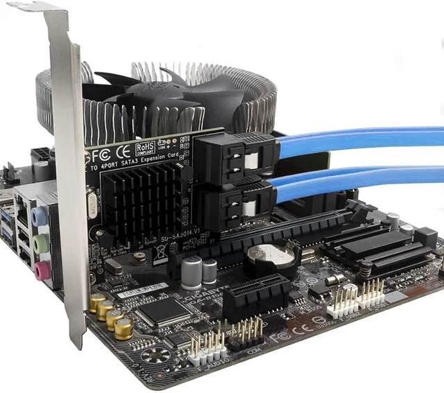 Alt view image 7 of 7 - WRIARICH PCIE 1X SATA Card 4 Ports,with Low Profile Bracket, PCIE to SATA 3.0 6 Gbps Controller, PCIE to SATA Expansion Card,SATA Controller PCIE Card