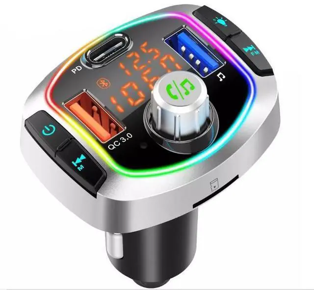 Main image of BC63 Bluetooth FM Transmitter Bluetooth Car Adapter Transmitter FM Audio Receiver 2 USB PD Type C Car Charger, LED Backlit Support TF Card Compatible for iPhone 11 Samsung S20 All Smartphones