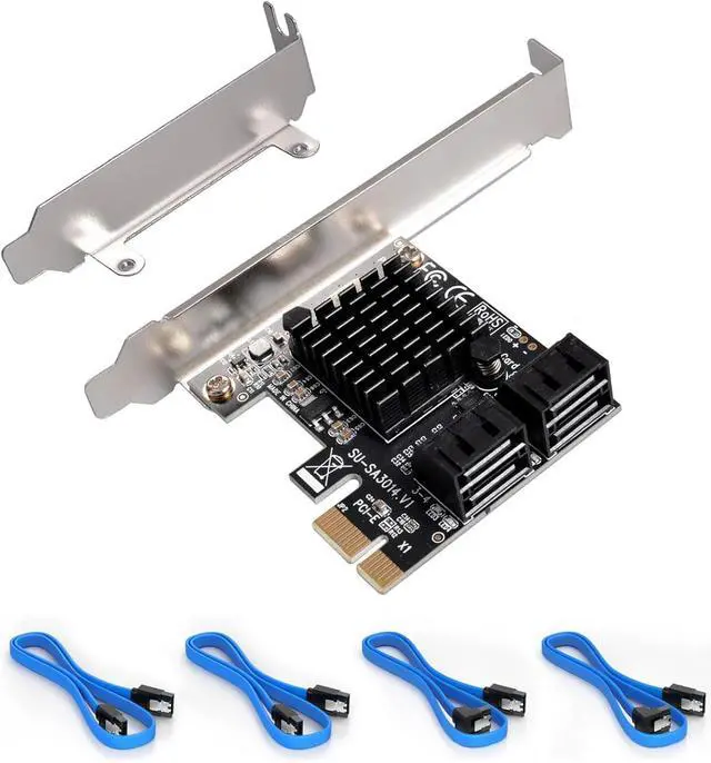 Main image of WRIARICH SATA Card 4 Port with 4 SATA Cables, 6 Gbps SATA 3.0 Controller PCI Express Expression Card with Low Profile Bracket Support 4 SATA 3.0 Devices