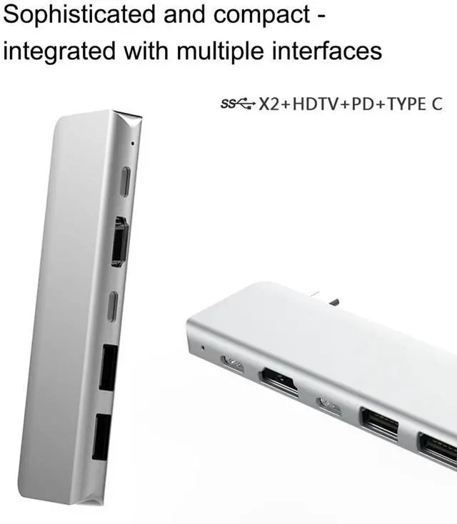 Alt view image 3 of 7 - USB C Hub Adapter, 5 in 1 Multiport Adapter with 4K Type C Hub to HDMI, 2 USB 3.0 Ports, 1*USB-C Ports and USB-C PD Charging for MacBook, Mac Pro, Mac Mini, iMac, Surface Pro, XPS, PC Mobile HD